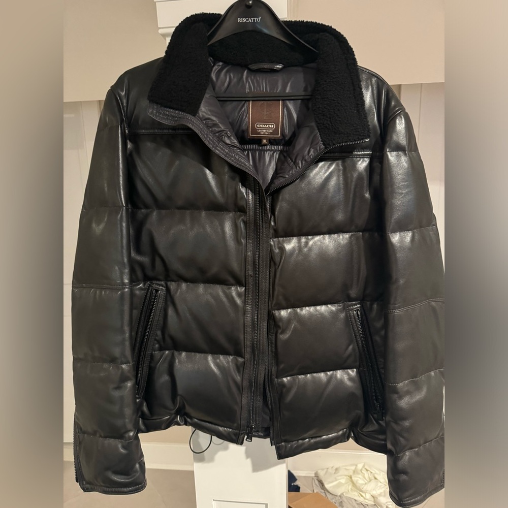 Coach MENS leather down puffer jacket